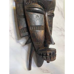 Vintage African Bird Adorned Statue Figurine Mask Primitive Tribal Art c1960-70's