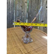 Load image into Gallery viewer, Hand Made Venetian Glass Encased Red Glass Bird Figurine with a Glass Base b94