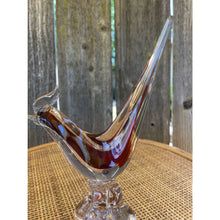 Load image into Gallery viewer, Hand Made Venetian Glass Encased Red Glass Bird Figurine with a Glass Base b94