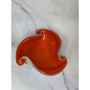 Murano Style  Persimmon Art Glass Bowl