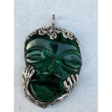 Load image into Gallery viewer, Vintage Malachatie Face Pendant with sterling silver