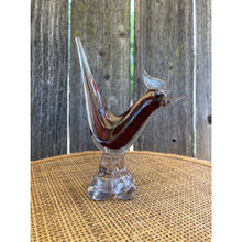 Load image into Gallery viewer, Hand Made Venetian Glass Encased Red Glass Bird Figurine with a Glass Base b94