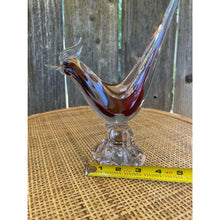 Load image into Gallery viewer, Hand Made Venetian Glass Encased Red Glass Bird Figurine with a Glass Base b94