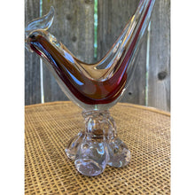 Load image into Gallery viewer, Hand Made Venetian Glass Encased Red Glass Bird Figurine with a Glass Base b94