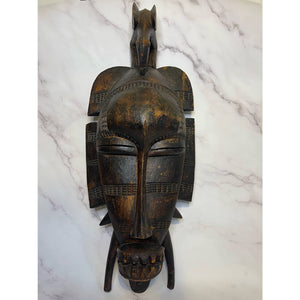 Vintage African Bird Adorned Statue Figurine Mask Primitive Tribal Art c1960-70's