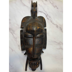 Vintage African Bird Adorned Statue Figurine Mask Primitive Tribal Art c1960-70's