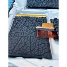 Load image into Gallery viewer, Vintage Elephant Hide of Merlon Hand Turned Nylon Sewn Notepad Wallet Comb Set