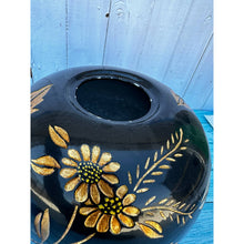 Load image into Gallery viewer, Vintage Black &amp; Gold Floral Pot / Vase / Urn