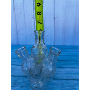 Vintage Pyramid Of 7 Attached Glass Bud Vase Tower