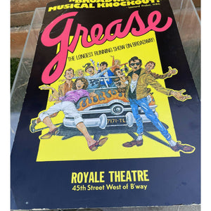 Vintage 1970s GREASE Broadway Musical original Cardboard POSTER - B33