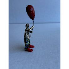 Load image into Gallery viewer, Vintage Ancini Silver Enamel Murano Italy Clown Holding Heart Balloon w Stickers