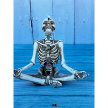 Load image into Gallery viewer, Vintage Handmade Crystal Heart Turquoise Red Eyes Meditating Yoga Skeleton