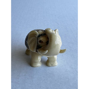 Vintage Alabaster White Elephant Figurine Hand Painted Made in India