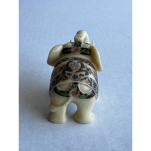 Load image into Gallery viewer, Vintage Alabaster White Elephant Figurine Hand Painted Made in India