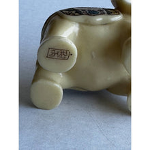 Load image into Gallery viewer, Vintage Alabaster White Elephant Figurine Hand Painted Made in India