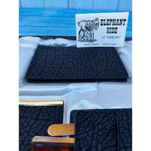 Load image into Gallery viewer, Vintage Elephant Hide of Merlon Hand Turned Nylon Sewn Notepad Wallet Comb Set