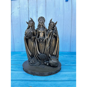 Vintage Triple Goddess Statue Moon Phase Tree of Life Mother Maiden Crone Figure