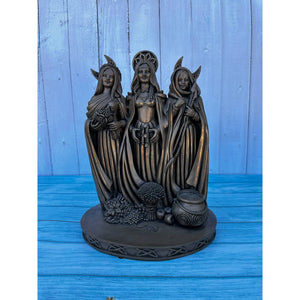 Vintage Triple Goddess Statue Moon Phase Tree of Life Mother Maiden Crone Figure