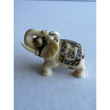 Load image into Gallery viewer, Vintage Alabaster White Elephant Figurine Hand Painted Made in India