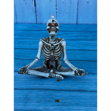 Load image into Gallery viewer, Vintage Handmade Crystal Heart Turquoise Red Eyes Meditating Yoga Skeleton