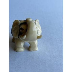 Vintage Alabaster White Elephant Figurine Hand Painted Made in India