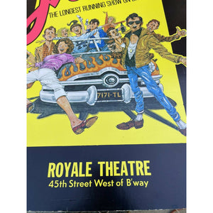 Vintage 1970s GREASE Broadway Musical original Cardboard POSTER - B33