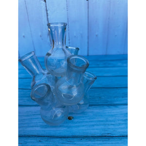 Vintage Pyramid Of 7 Attached Glass Bud Vase Tower