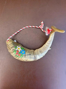 Vintage Decorative Floral Animal Horn With Rope - Wall Decor / Blowing Horn