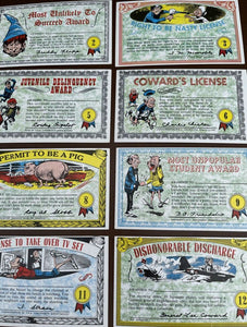 Vintage 1964 Topps Nutty Award Postcards - Lot of 21 Funny, Humor, Joke