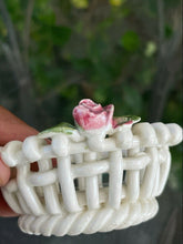 Load image into Gallery viewer, Vtg Italian Capodimonte Style Round Porcelain Rose Basket 6.25&quot;