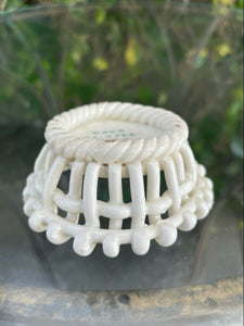 Vtg Italian Capodimonte Style Round Porcelain Rose Basket 6.25"