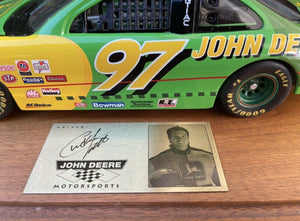 John Deere #97 Signed Car By NASCAR driver In Display Case B17