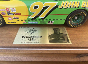 John Deere #97 Signed Car By NASCAR driver In Display Case B17