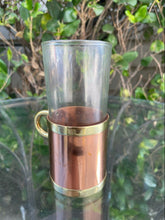 Load image into Gallery viewer, (2) Vintage Beucler Glass Copper Brass Turkish Coffee Cups B22