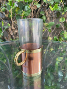 (2) Vintage Beucler Glass Copper Brass Turkish Coffee Cups B22