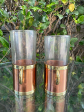 Load image into Gallery viewer, (2) Vintage Beucler Glass Copper Brass Turkish Coffee Cups B22