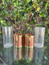 Load image into Gallery viewer, (2) Vintage Beucler Glass Copper Brass Turkish Coffee Cups B22