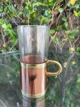 Load image into Gallery viewer, (2) Vintage Beucler Glass Copper Brass Turkish Coffee Cups B22