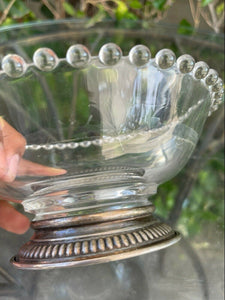 Vintage Elegant Imperial Glass Candlewick Crystal Dish Bowl Sterling Base B22