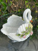 Load image into Gallery viewer, Porcelain Swan White with Flowers B22