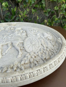 Vintage Chinese Carriage Medallion Table Top Piece possible Horse Resin Bone B26