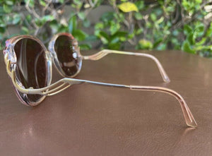 Vintage Classy Lestar Apricot Sunglasses - Gold Wings On The Side - B26