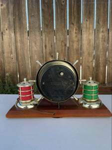 Vintage Gibralter Precision Ships Wheel Clock W/ Port & Starboard Lights B11