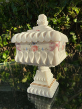Load image into Gallery viewer, Vintage Westmoreland Hand Painted Wedding Milk Glass Candy Dish Roses &amp;Bows B28
