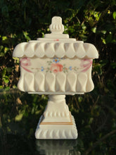 Load image into Gallery viewer, Vintage Westmoreland Hand Painted Wedding Milk Glass Candy Dish Roses &amp;Bows B28