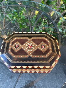 Vintage Mossaic Jewelry Box with Key and Mirror B28