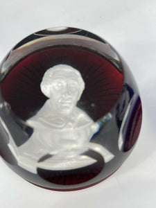 Franklin Mint Baccarat Crystal Baron de Montesquieu Adams Liberty Paperweight