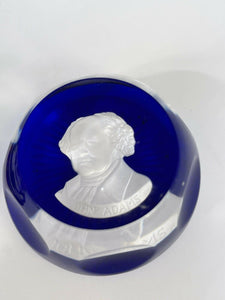 Franklin Mint Baccarat Crystal Baron de Montesquieu Adams Liberty Paperweight