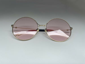 GUCCI GG0395S 005 Round Oval Pink Lens Gold 58 mm Sunglasses B37