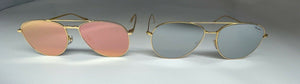 Blanc & Eclare Sunglasses- Pink Lens w/Gold Metal Frame-Black Lens-NEW B37